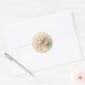 Vage Ephemera, Roze Shabby Chic Ronde Sticker (Envelop)