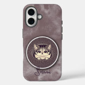 Vage Zwarte Witte Kijkende Kat Kunst Aangepaste Na Case-Mate iPhone Case (Achterkant)