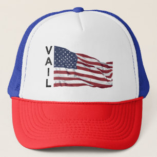 Vail Colorado Berg Patriottische Amerikaanse Vlag Trucker Pet
