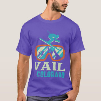 Vail Colorado Berg Vintage Retro Skiën en Snee T-shirt
