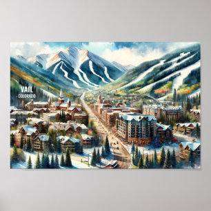 Vail Colorado Beroemde Reisplaatsen waterverf Poster