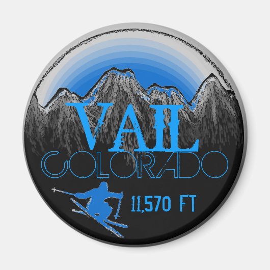 Vail Colorado blue ski mounnet Magneet (Voorkant)