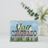 Vail Colorado Briefkaart Fun Retro Snowy Mountains (Staand voorkant)