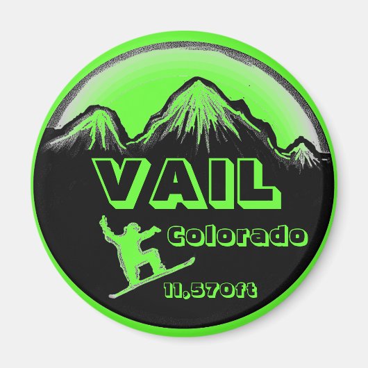 Vail Colorado green snowboard art magnet (Voorkant)