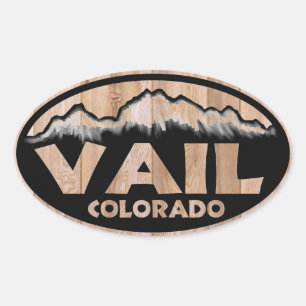 Vail Colorado houten teken ovale stickers