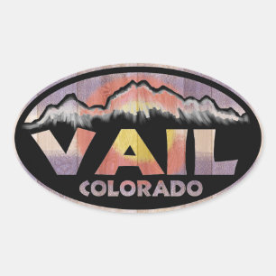 Vail Colorado houten vlag ovale stickers