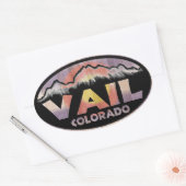Vail Colorado houten vlag ovale stickers (Envelop)