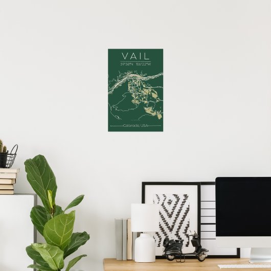 Vail Colorado Map Poster Mountain Edition Minimal (Thuiskantoor)
