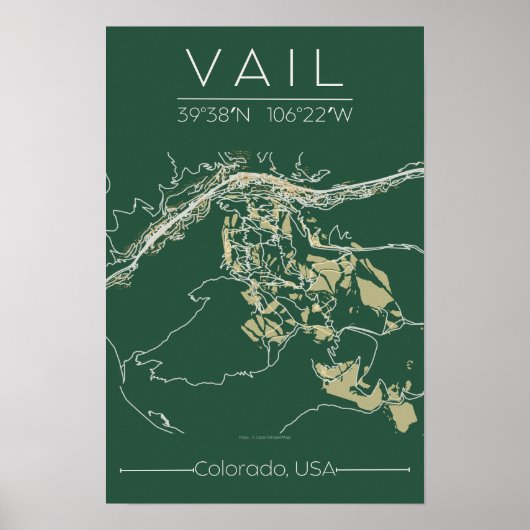 Vail Colorado Map Poster Mountain Edition Minimal (Voorkant)