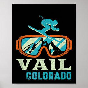 Vail Colorado Mountain Retro Skiing and Sn Poster
