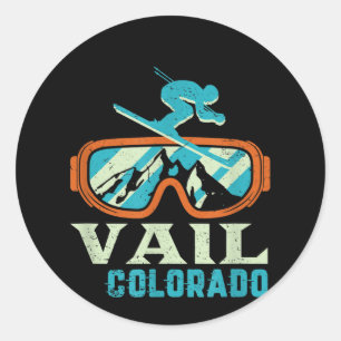Vail Colorado Mountain Retro Skiing and Sn Ronde Sticker