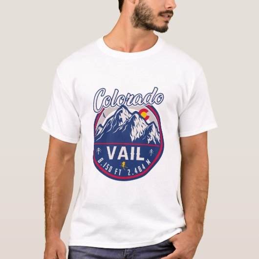 Vail Colorado Mountain Retro Sunset Souvenirs T-shirt (Voorkant)
