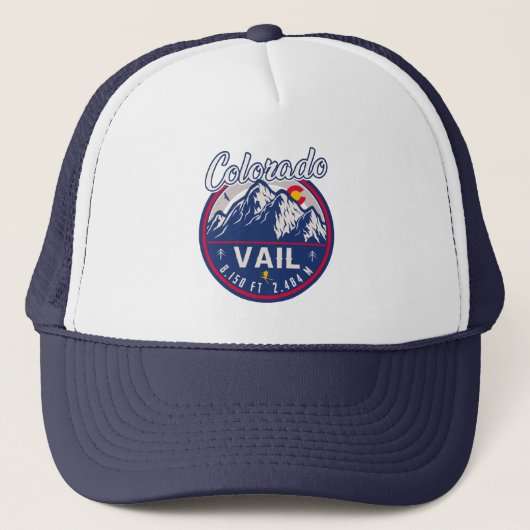Vail Colorado Mountain Retro Sunset Souvenirs Trucker Pet (Voorkant)