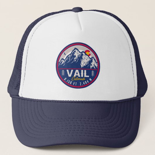Vail Colorado Mountain Retro Sunset Souvenirs Trucker Pet (Voorkant)
