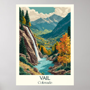 Vail Colorado  Mountain Waterval Travel Poster