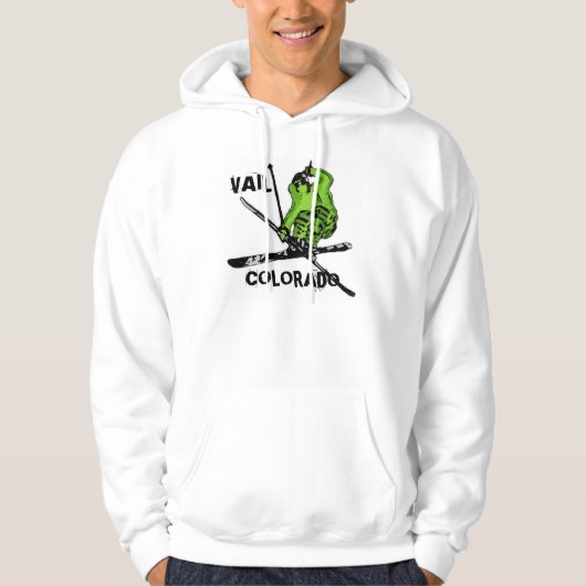 Vail Colorado neon green skier jongens hoodie (Voorkant)