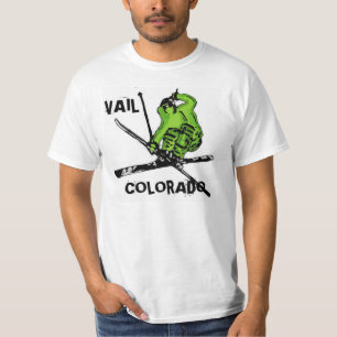 Vail Colorado neon green skier jongens waarderen t T-shirt