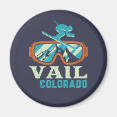 Vail Colorado Retro Skiing Snowboarding Magneet (Voorkant)