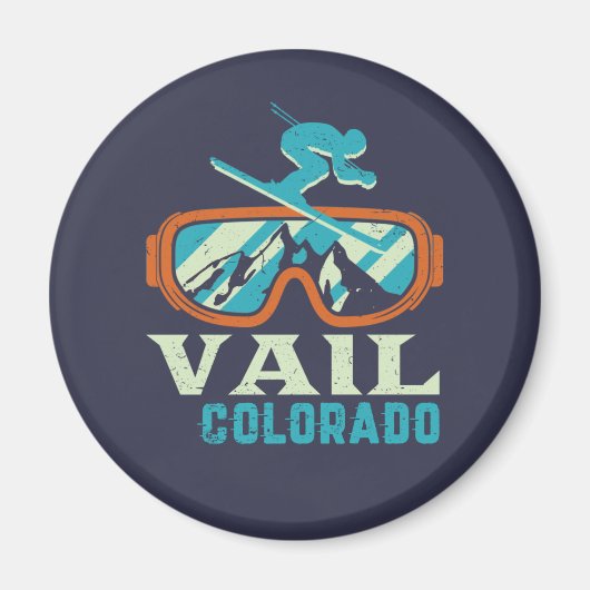 Vail Colorado Retro Skiing Snowboarding Magneet (Voorkant)