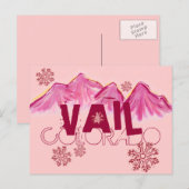 Vail Colorado roze briefkaart (Voorkant / Achterkant)