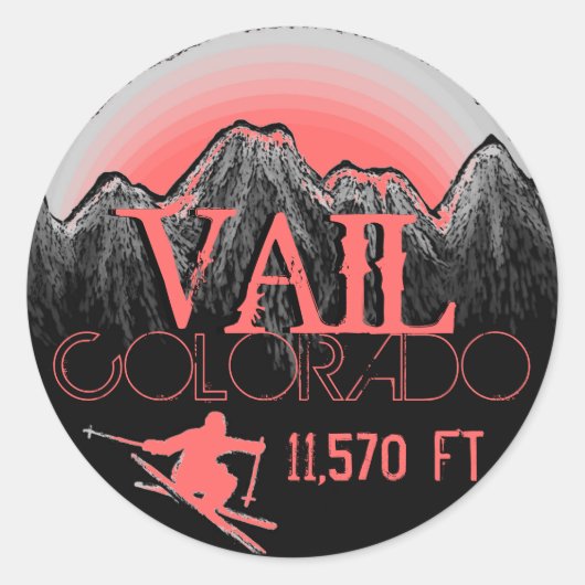Vail Colorado roze ski berg stickers (Voorkant)