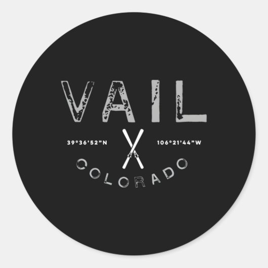 Vail Colorado Ski Ronde Sticker (Voorkant)