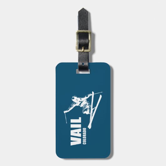 Vail Colorado Skier Bagagelabel (Voorkant verticaal)