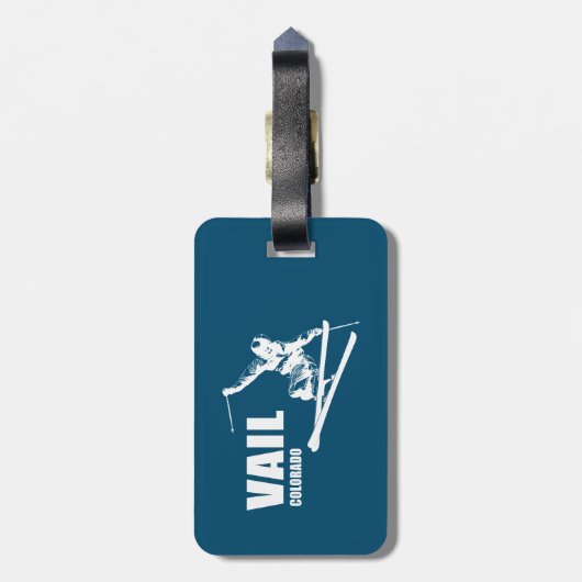 Vail Colorado Skier Bagagelabel (Achterkant verticaal)