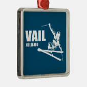 Vail Colorado Skier Metalen Ornament (Rechts)