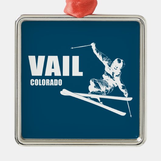 Vail Colorado Skier Metalen Ornament (Voorkant)
