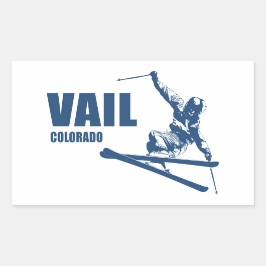 Vail Colorado Skier Rechthoekige Sticker (Voorkant)