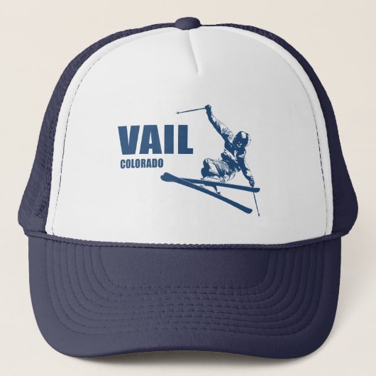 Vail Colorado Skiër Trucker Pet (Voorkant)