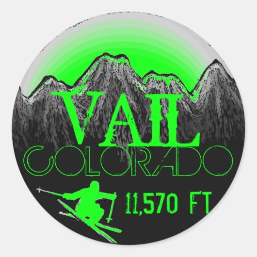 Vail Colorado stickers voor de groene skippen (Voorkant)