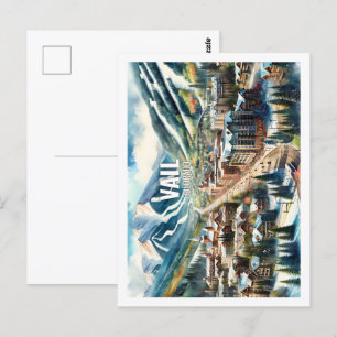 Vail Colorado USA Beroemde Reisplaats waterverf Briefkaart