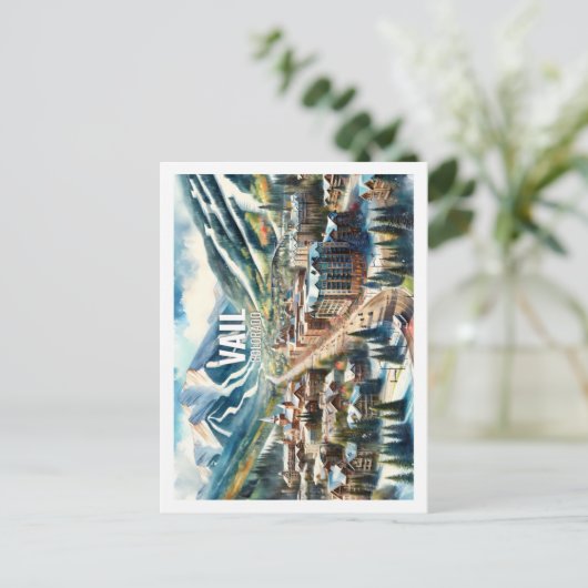 Vail Colorado USA Beroemde Reisplaats waterverf Briefkaart (Staand voorkant)