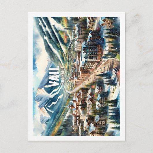 Vail Colorado USA Beroemde Reisplaats waterverf Briefkaart (Voorkant)