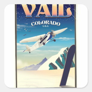 Vail Colorado vintage-poster Vierkante Sticker