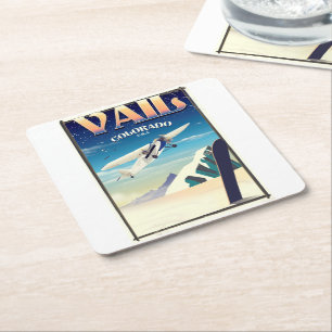 Vail Colorado vintage reisposter Kartonnen Onderzetters