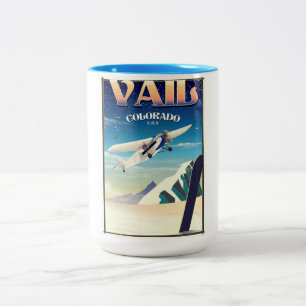 Vail Colorado vintage reisposter Tweekleurige Koffiemok
