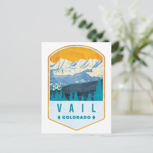 Vail Ski Badge Briefkaart (Staand voorkant)