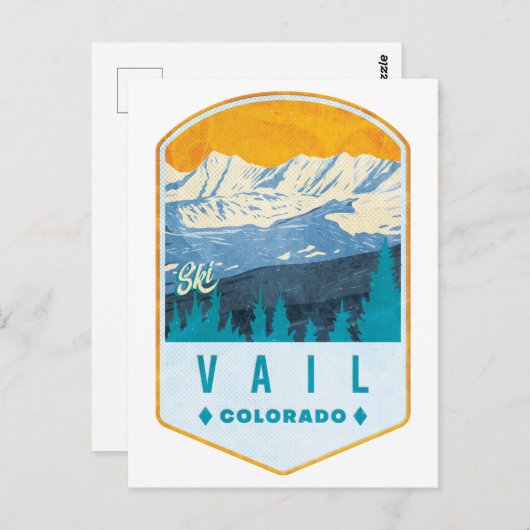 Vail Ski Badge Briefkaart (Voorkant / Achterkant)