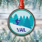Vail Ski Circle Kerstmis Metalen Ornament
