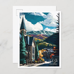 Vail Ski Colorado vintage reisillustratie Briefkaart
