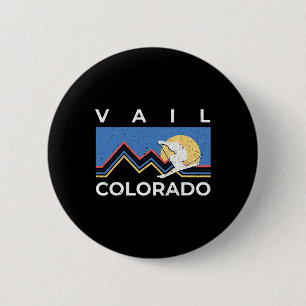 Vail Skidorp Colorado Rocky Mountains Reizen Vint Ronde Button 5,7 Cm