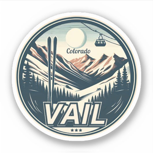 Vail Skigebied: Colorado Skiën & Snowboarden Sticker (Voorkant)