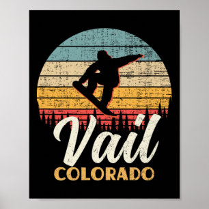 Vail Snowboarden Colorado Mountain Retro Poster