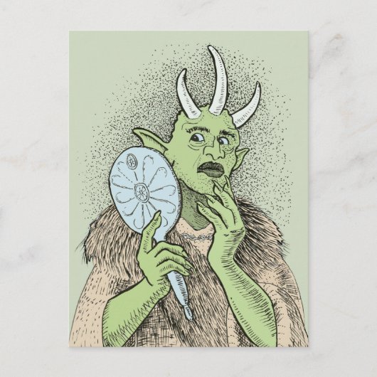 Vain Ogre met handspiegel Briefkaart (Voorkant)