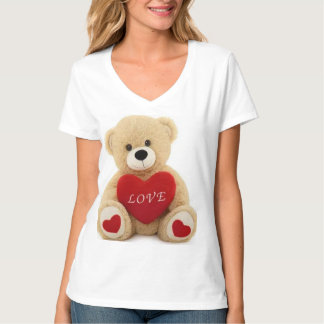 Vaishno Zacht Speelgoed Teddybeer met Rood Hart –  T-shirt