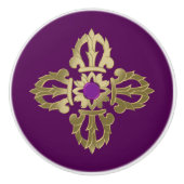 Vajra gouden boeddhissymbool keramische knop (Voorkant)