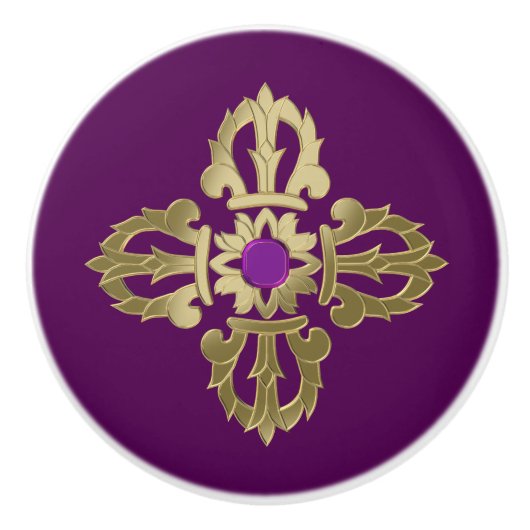 Vajra gouden boeddhissymbool keramische knop (Voorkant)